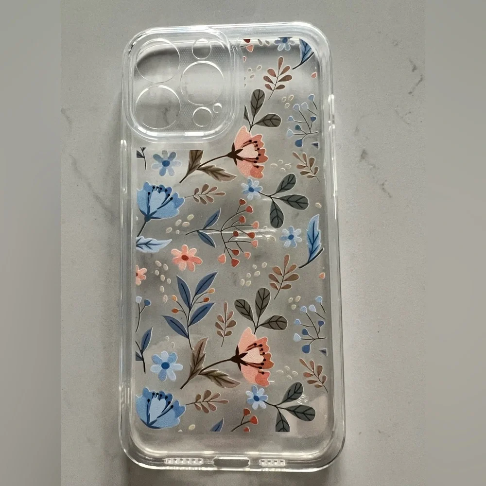 NWOT never used iPhone 13 Pro Max case. Clear lightweight case with flowers.
